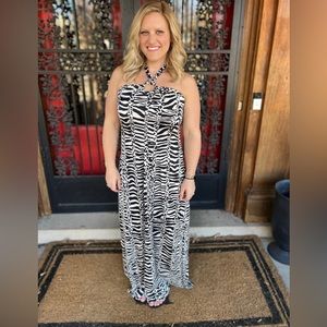 New Halter Maxi Dress Zebra
